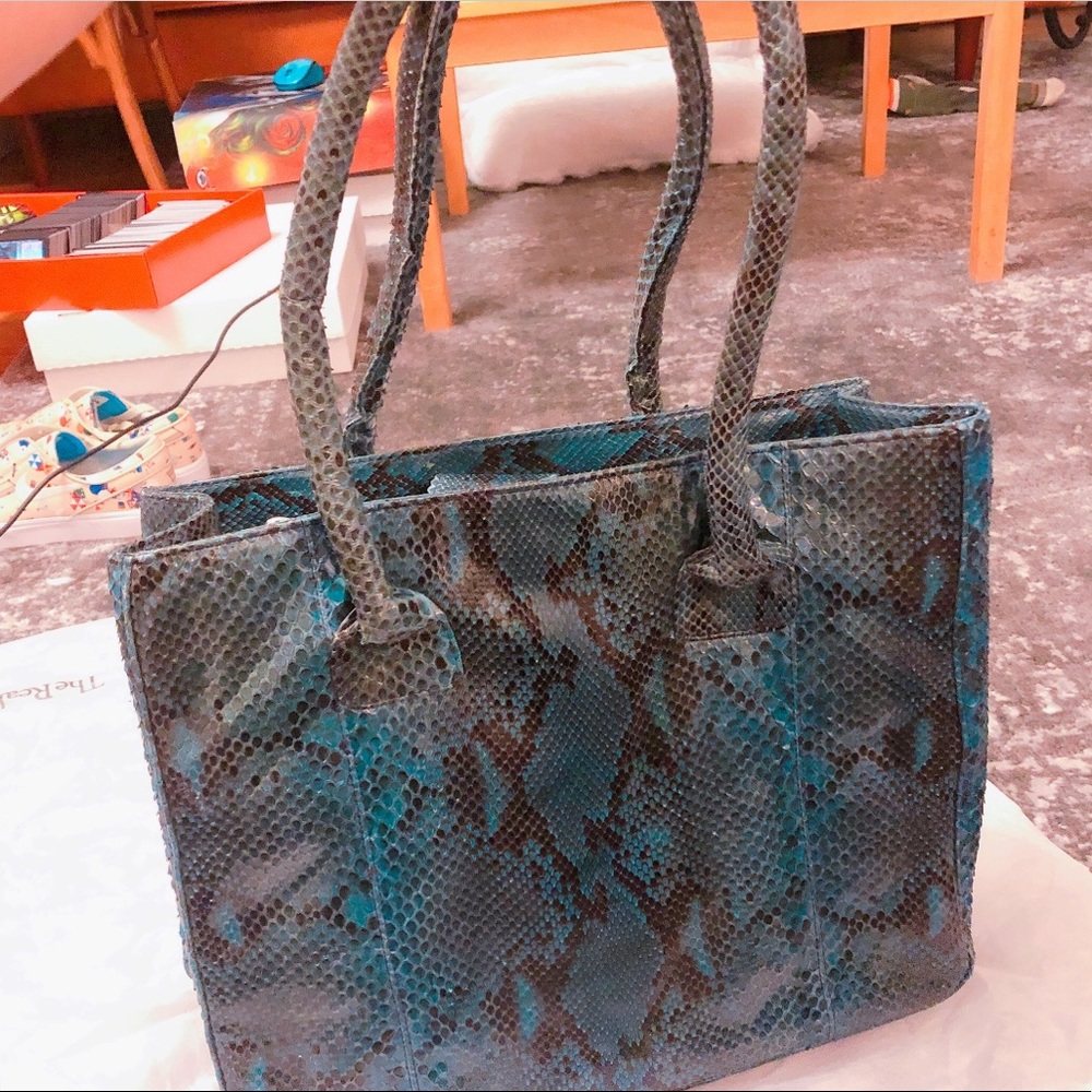 LAI Genuine Python Tote Greenblue Power & Energy